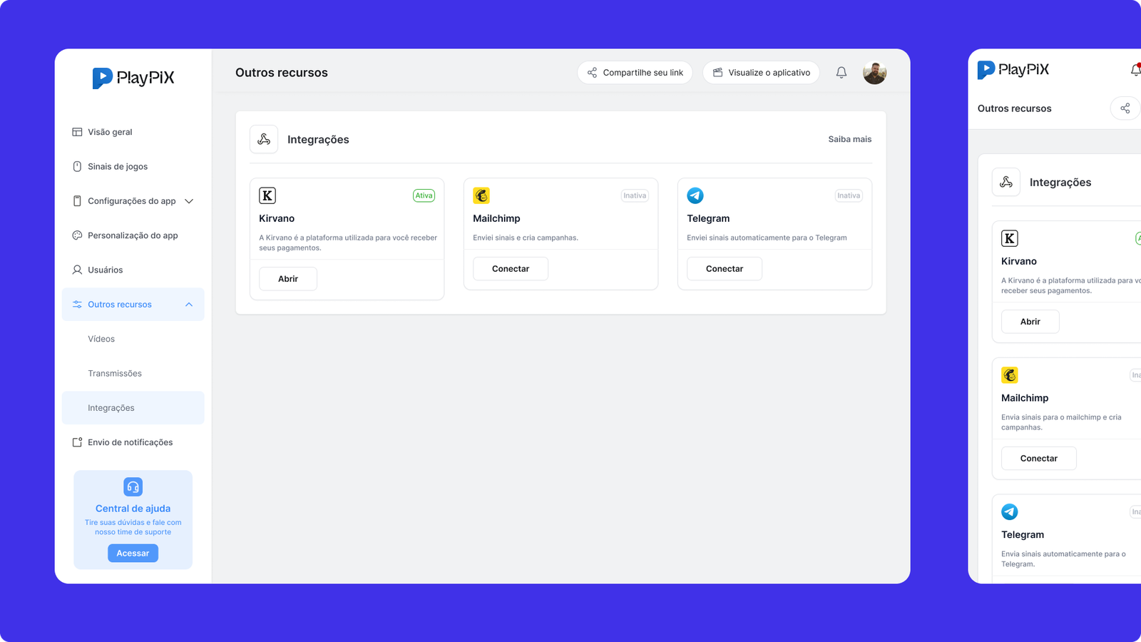 Integrações — Visão geral das integrações